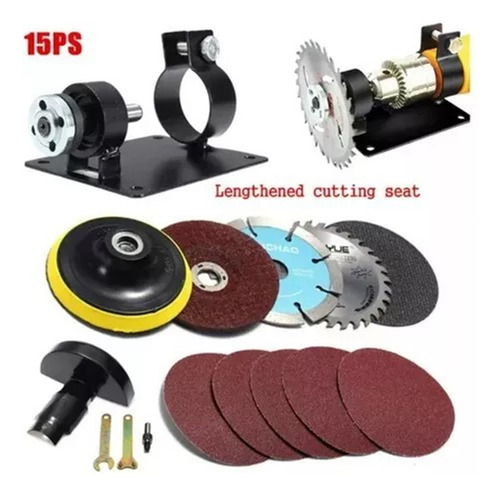 15 Pzs Kit Taladro Esmeriladora Pulidora Cortadora Discos