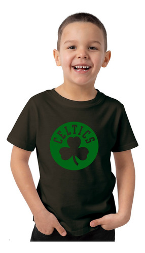 Remera Niño Algodon Negra Basket Nba Boston Celtics