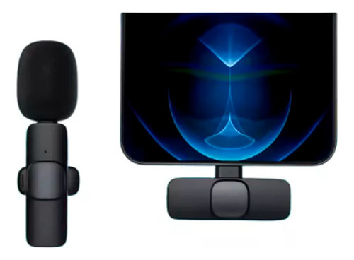 Micrófono Corbatero Inalámbrico Usb-c Celular Stream Videos Negro