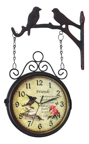 Reloj De Pared De Doble Cara De Arte Vintage De Metal Con Es