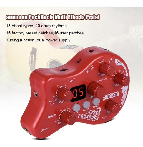 Pedal De Efectos Ammoon Pockrock, Rojo