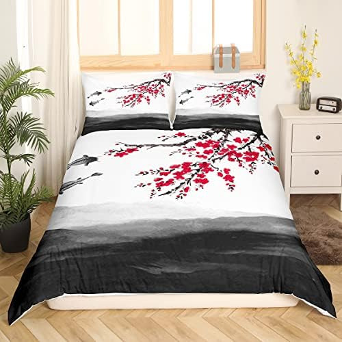 Erosebridal Juego De Cama Con Flores De Cerezo, Tamaño Doble