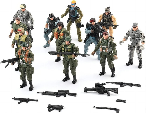 12 Soldados Army Men Swat / Figuras De Acción / Articuladas