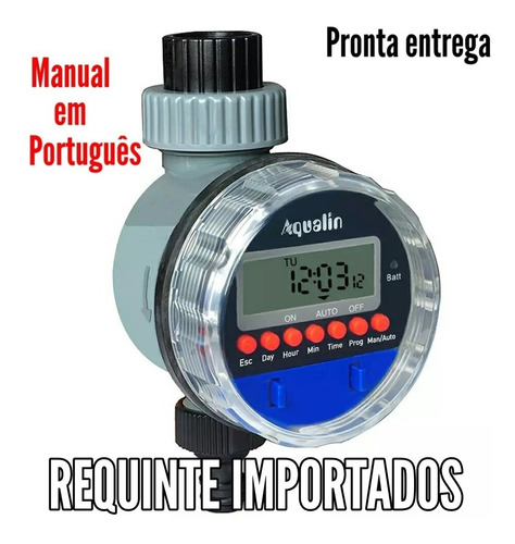 Temporizador Irrigação Digital Timer Fluxo Aspersor Aqualin