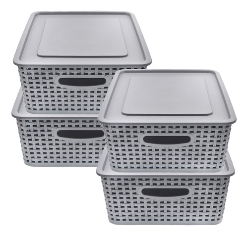 Set De 4 Cajas, Canastas Organizadoras Tipo Rattan