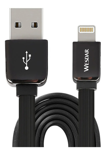 Cable Cargador Y Datos Usb Para iPhone Wesdar T15 Color Negro