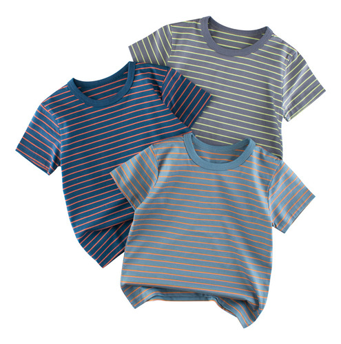 Camisetas Casuales De Algodón A Rayas De Verano Para Niños