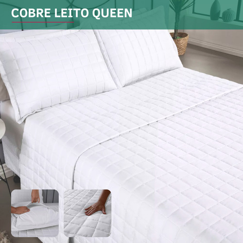 Cobre Leito Colcha Matelado 3 Peças Queen Padrão 400 Fios Dupla Face Toque Macio Confortável Branco
