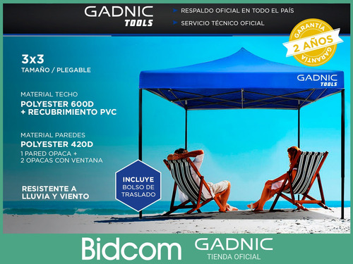 Imagen 2 de 10 de Gazebo 3x3 Plegable Portatil + Bolso Transporte Y Estacas