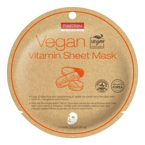 3 Pza Mascarilla Facial Purederm Vegana Y Biodegradable Con
