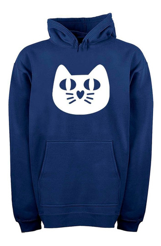 Buzo Canguro Gatito Cara Bigotes Corazon Vector Hoodie