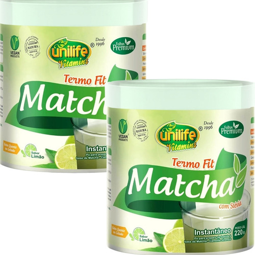 Kit 2 Matcha Instantaneo Termo Fit Sabor Limão 220gr Unilife