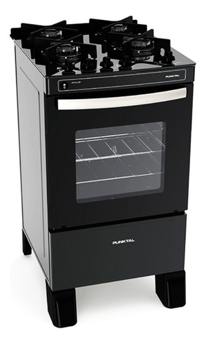 Cocina Punktal Super Gas Horno Negra Mesada Vidrio Gl4b