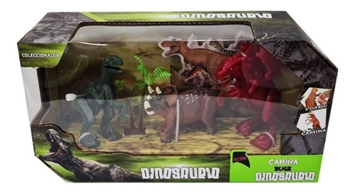 Set De Dinosaurios Y Dragón Chico Ruge Y Camina