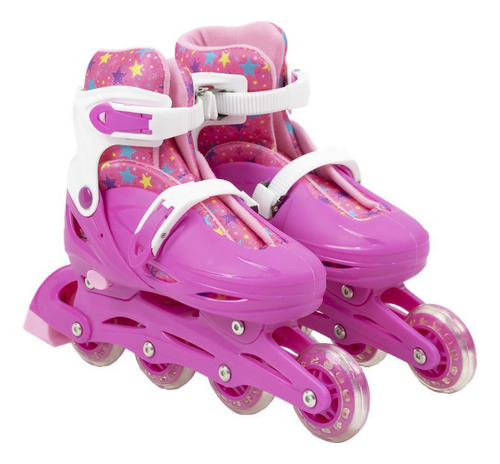 Patins Infantil + Capacete + Acessórios 36-39 Rosa