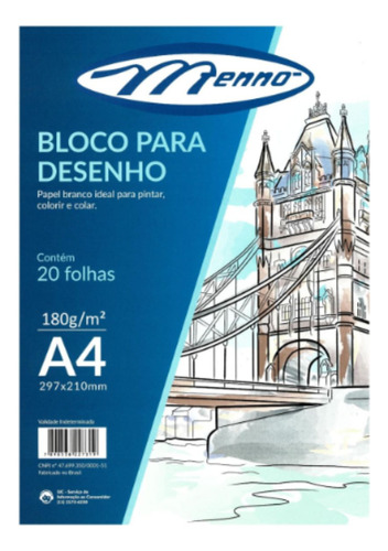 Kit Bloco Desenho Branco 150g A4 20fls Menno 5uni