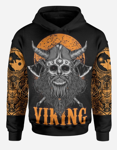 Buzo Vikingos Ragnar Nórdico Hoodie Con Capucha Y Bolsillos