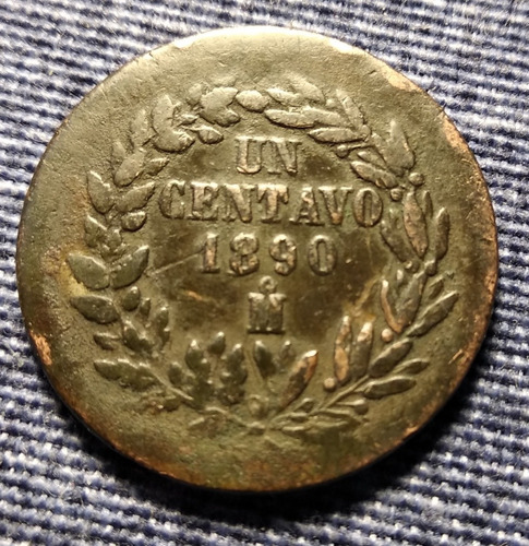 Moneda Un Centavo 1890, República Mexicana. En Cobre.