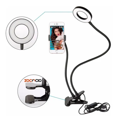 Soporte Profesional 2 En 1 Para Celular Más Lampara Luz Led