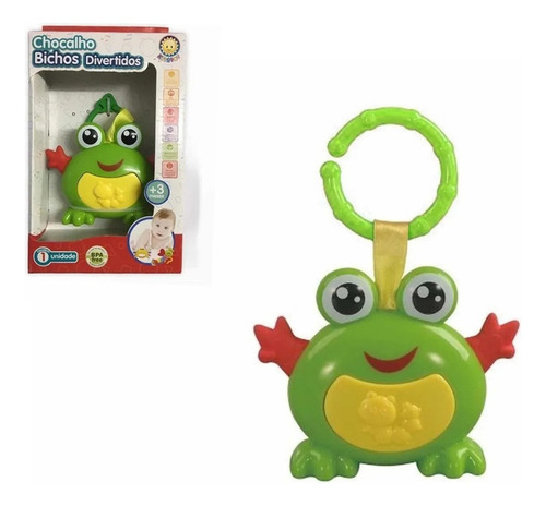 Chocalho Berco Sapo Brinquedo Divertido P/ Crianças Atóxico Cor Verde