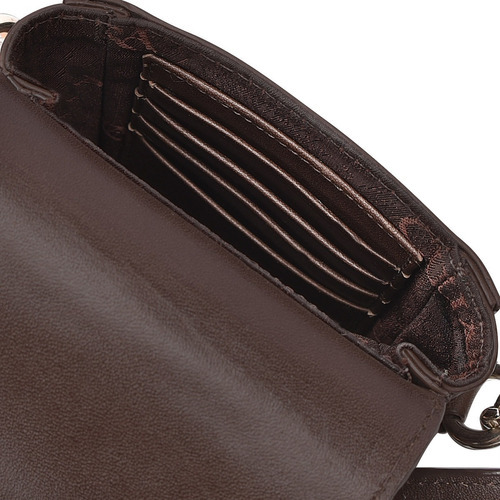 Bolso Porta Celular Cuadra Dama En Piel Pitón Café Acabado de los herrajes Dorado Color Chocolate Color de la correa de hombro Chocolate
