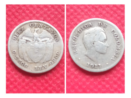 Moneda 10 Centavos, 1911, Plata.