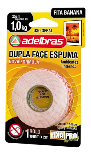 Cinta Doble Cara Espuma 941 Adelbras 19mmx2m X 4 Unidades