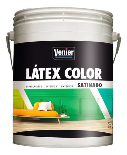 Látex Color Premium Satinado Interior 4lt Colores Lavable Color Naranja Energico