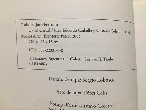 Un Tal Gardel, Carballo-coletti (Usado)