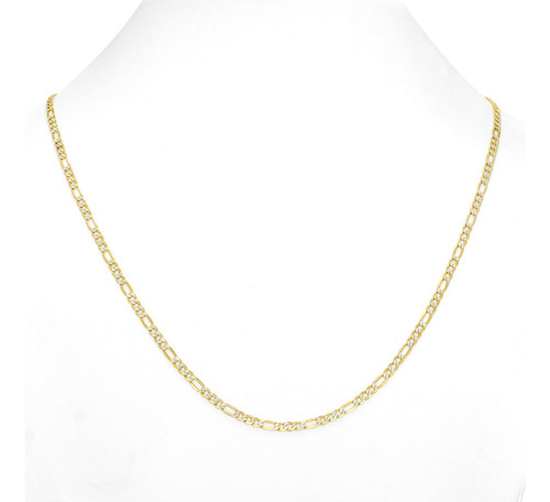 Cadena Figaro 3x1 Diamantada Oro 14k 45cm 3.2mm Italy Unisex Color Dorado