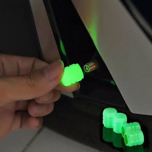 Tapa Tapita Valvula Gusanillo Carro Moto Fluorescente Verde