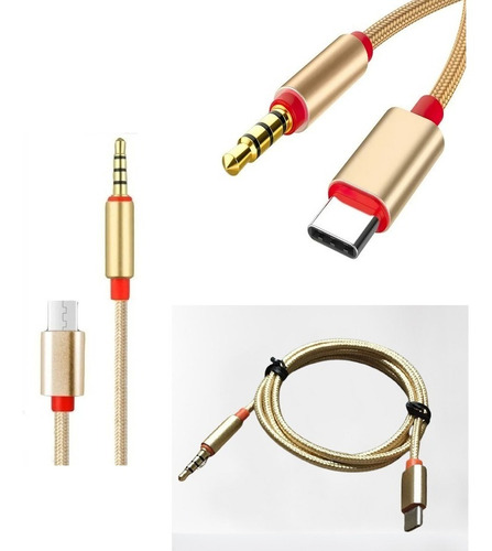 Cable Auxiliar Para Tipo C A 3.5mm Macho 1 Metro Envio Grati