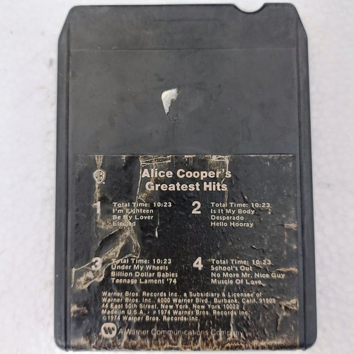 Alice Cooper's Greatest Hits   Importado Usa    8-tracks