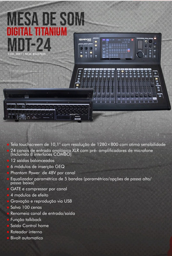 Mesa De Som Digital Mdt-24 Soundvoice 24 Canais + 12 Aux