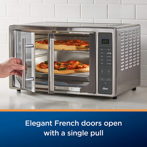 Oster Freidora De Aire Tostador Para Encimera | Puerta Francesa Y Controles Digitales | Acero Inoxidable, Extra Grande