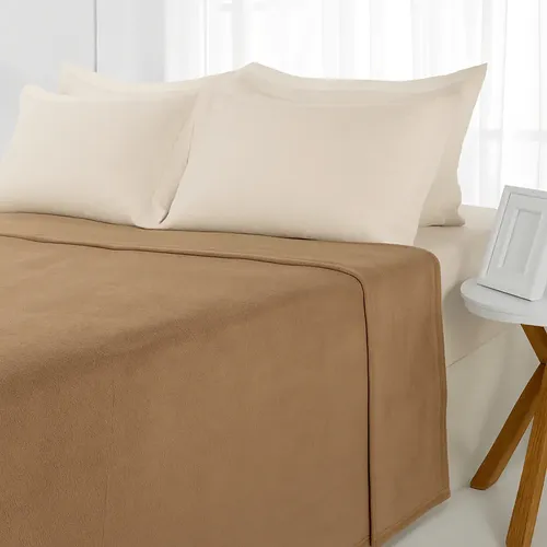 Cobertor Manta Microfibra Casal Invern Liso De 200cm X 180cm Cor Bege - R$ 25,08
