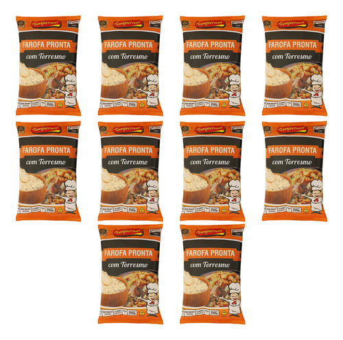 Kit 10 Farofa De Mandioca Temperada Torresmo 250g Saborosa