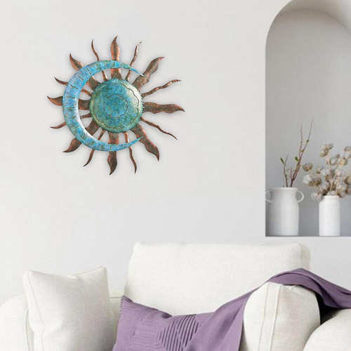 . Lua Sol Decoração De Parede Pendurado Estátua Metal