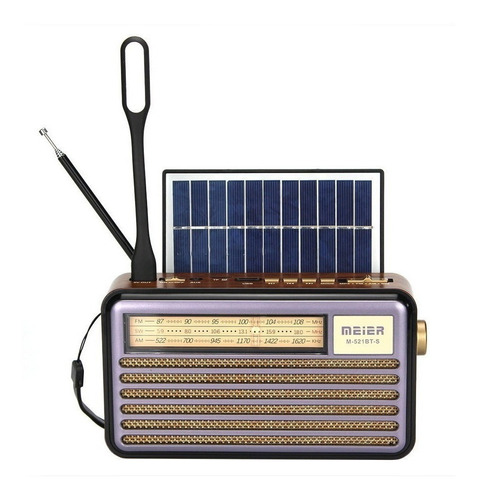 Parlante Bluetooth Radio Retro Fm Luz Led Recargable Solar