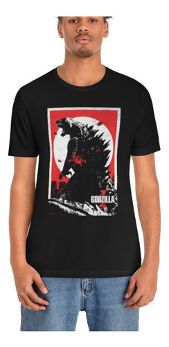 Polera Unisex Godzilla Monstruo Helicopter Algodon Estampado