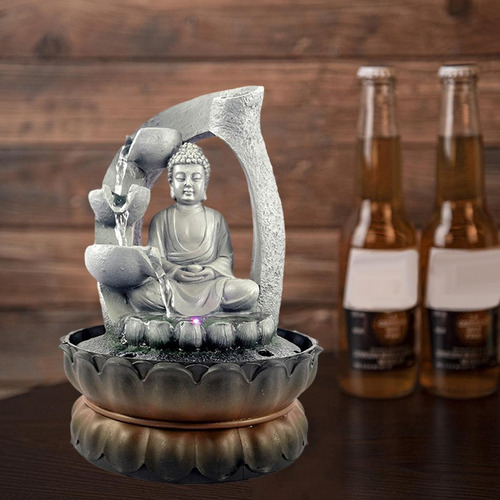 Fuente Zen De Cascada De Buda De Mesa Con Luces Led, Regalos