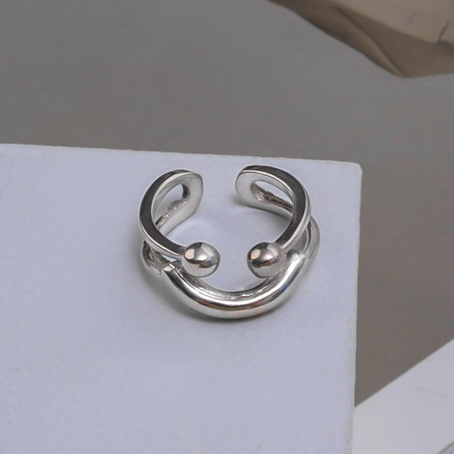 Anillo Smile Face Open Rings De Doble Capa Para Mujer, Joyer