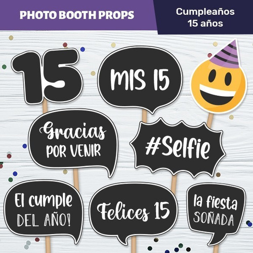 Photo Props Cumple 15 Años Carteles Imprimibles - Negro