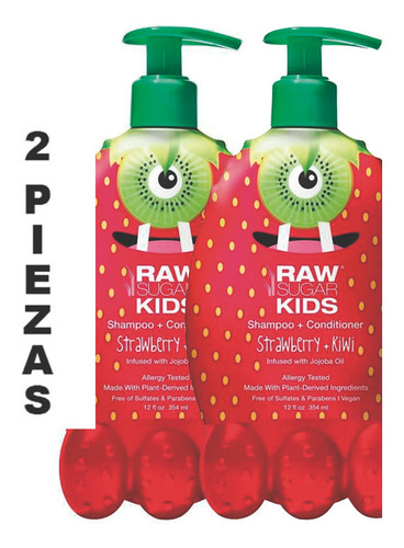 Shampoo Acondicionador Raw Sugar Kids Fresa Y Kiwi 354 Ml,2