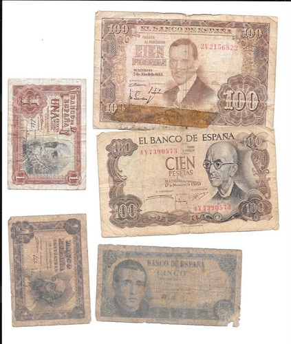 Liquido Lote De 5 Billetes De España Lote1