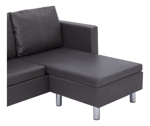 Sofá De 3 Plazas Con Cojines De Piel Sintética Gris