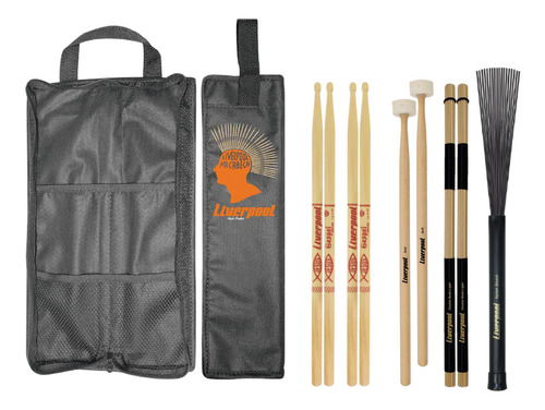 Kit Bag Com01 + Set Baquetas Gospel + Vassourinha Liverpool