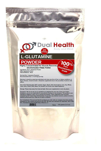 L-glutamina (3.53 Oz -3.5 Oz) Polvo Puro 5000 Mg Suplementos