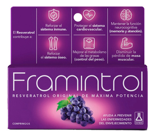 Framintrol Resveratrol 90 Capsulas Antioxidante