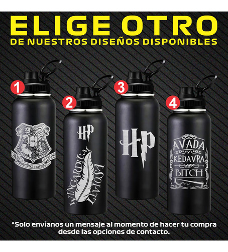 Harry Potter Botella Térmica Termo Sport 1 Lt Acero Inox Negro